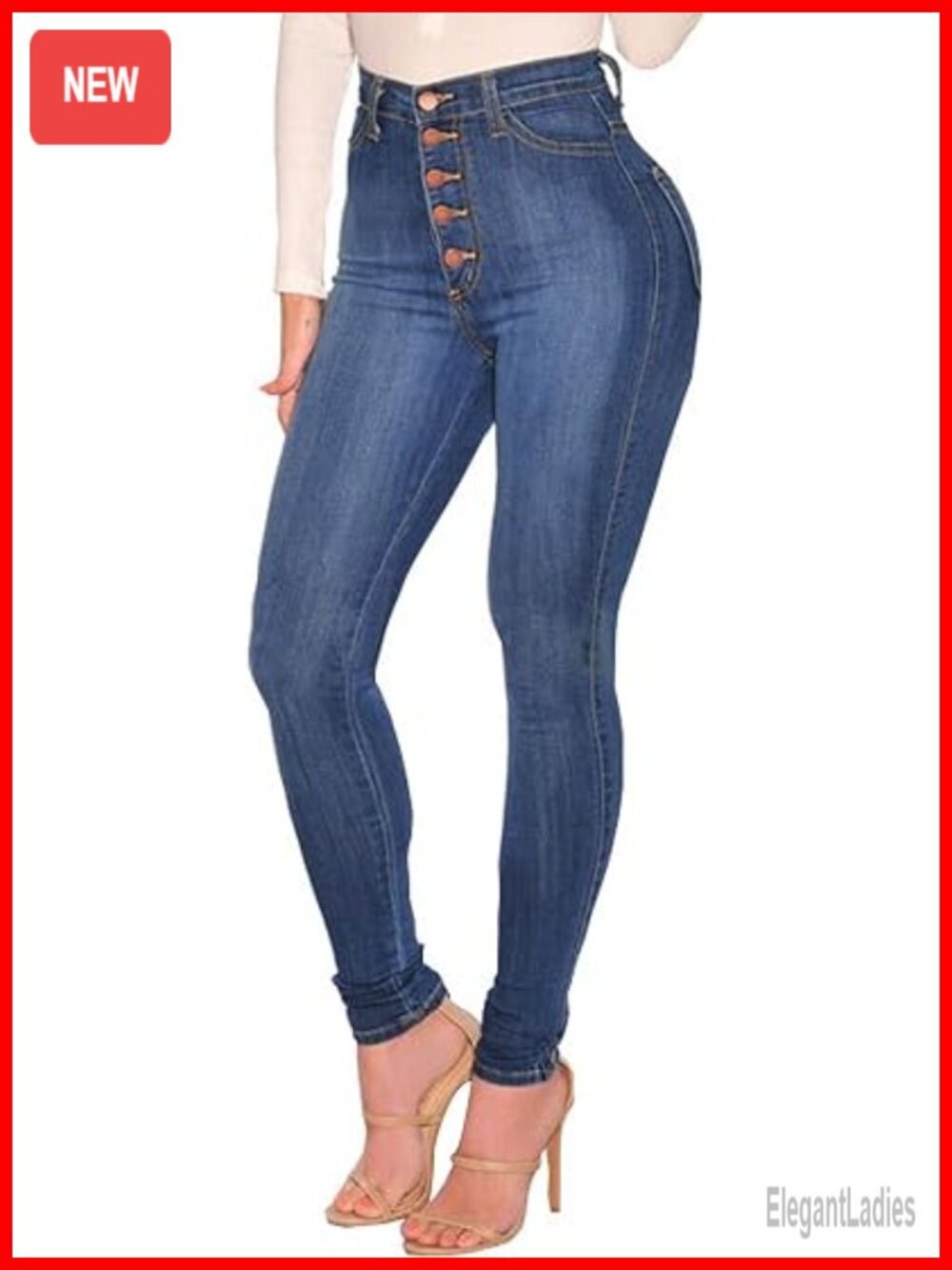 High Waisted Butt Lifting Distressed Skinny Jeans Stretch